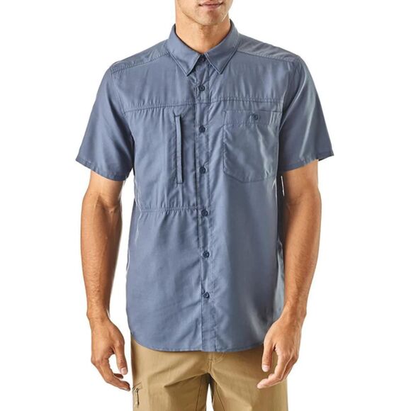 Patagonia Men's Gallegos Shirt Size MEDIUM Blue Quick Dry Short Sleeve Button Up - Picture 1 of 8